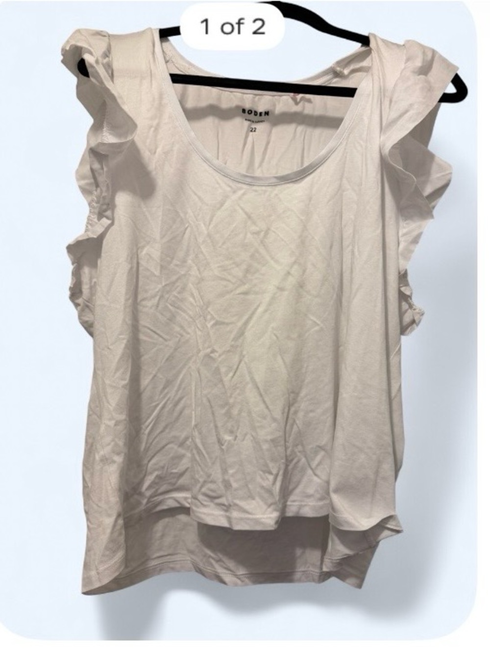 Boden Cream Ruffle Sleeve Tank Top